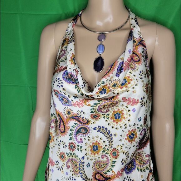 Cantonwalker Women's Cowl Neck Halterneck Slip On Backless Satin Mini Dress. - Picture 9 of 10